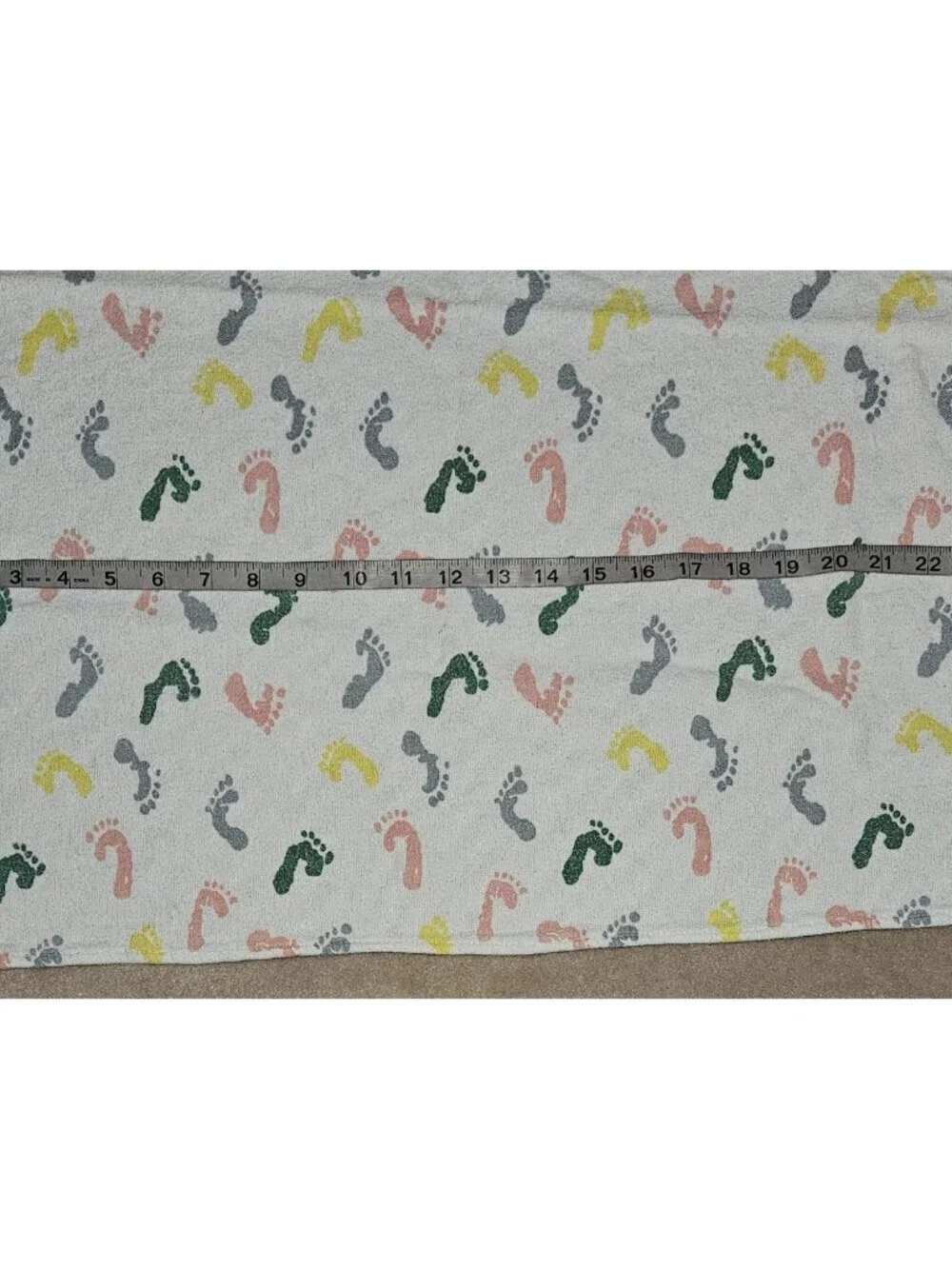 2 VTG Standard Textile Receiving Blanket Lot Footprints Pink Yellow Green Blue
